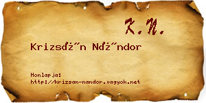 Krizsán Nándor névjegykártya